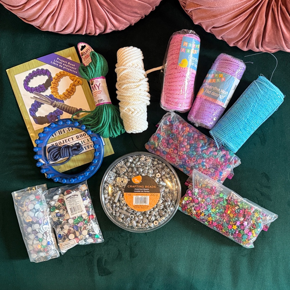 Craft & Party Bundle - Beads, Jewels, Mesh, Cords